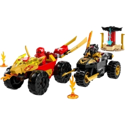 Lego Ninjago Bitwa samochodowo-motocyklowa między Kaiem a Rasem 71789