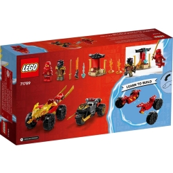 Lego Ninjago Bitwa samochodowo-motocyklowa między Kaiem a Rasem 71789